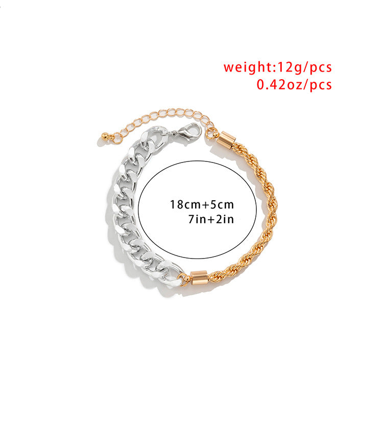 Contrasting Two-Color Adjustable Twist-Chain Bracelet - Damned Threads